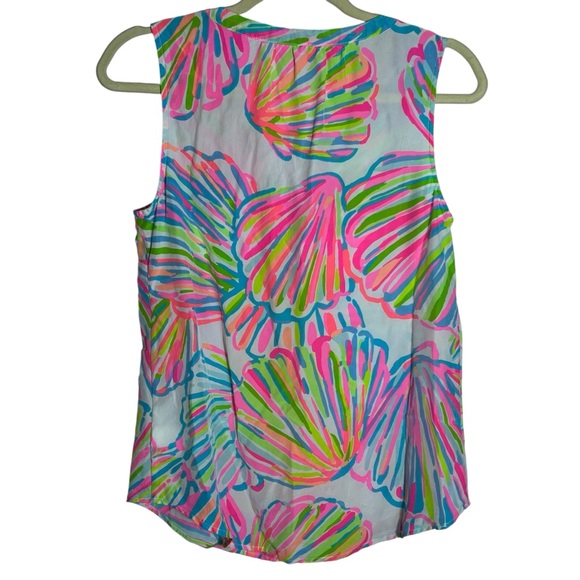 Lilly Pulitzer Stacey Shellabrate Sleeveless Silk Tank Blouse, Medium - Picture 2 of 8